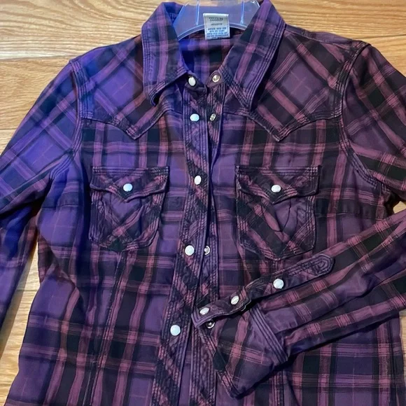 Purple and Black True Religion flannel western shirt - Picture 3 of 7